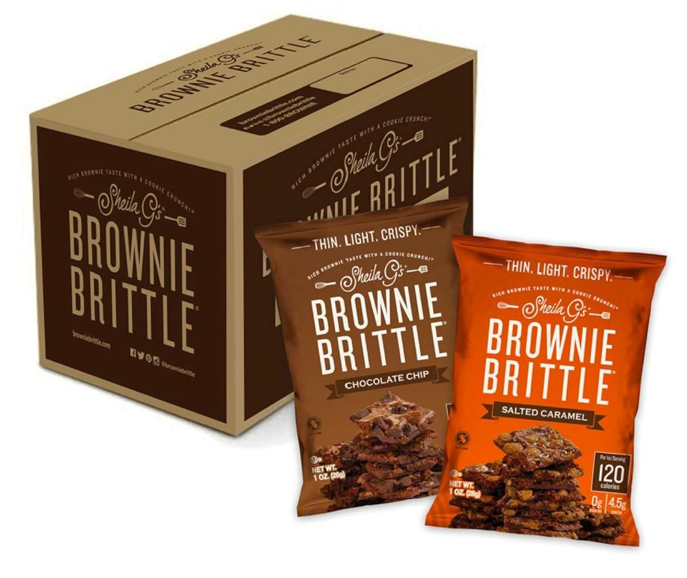$9.15 /w S&S: 20-Count 1-Oz Sheila G's Brownie Brittle (Chocolate Chip & Salted Caramel) Amazon