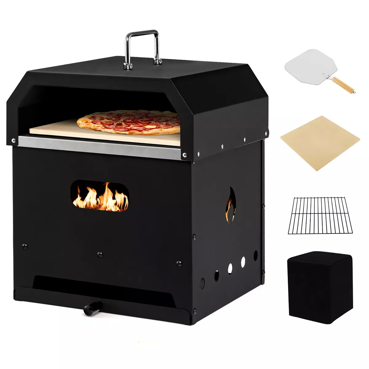 Costway 4-in-1 Multipurpose Outdoor Pizza Oven Wood Fired 2-layer Detachable Oven : Target $95.99