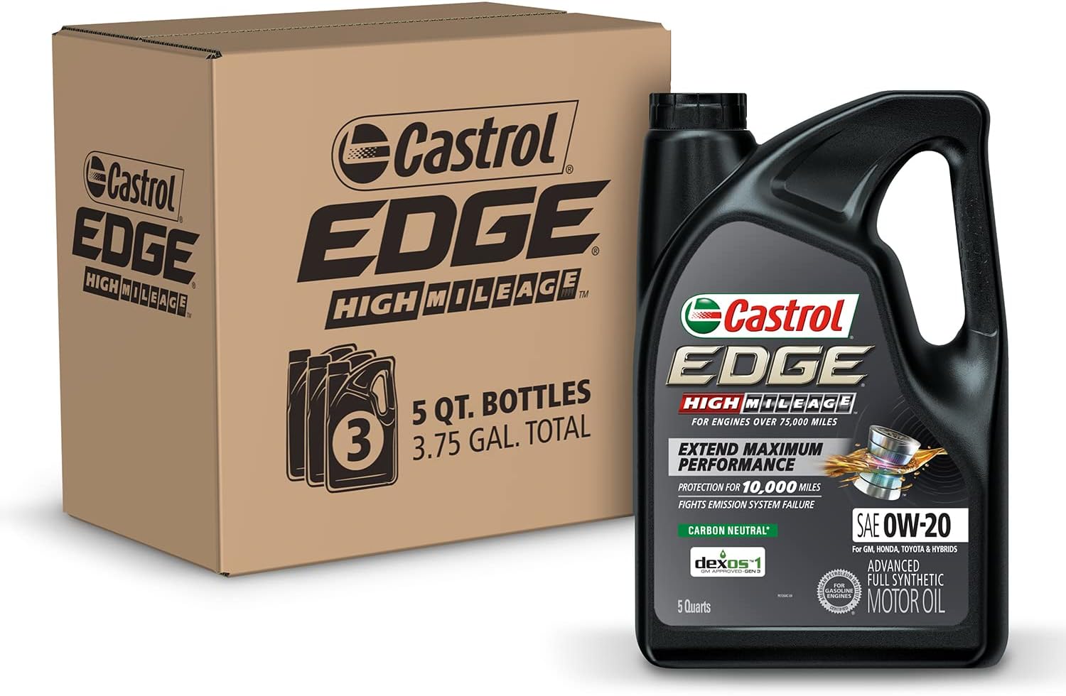 $67.61 w/ S&S: Castrol Edge High Mileage 0W-20 Advanced Full Synthetic Motor Oil, 5 Quarts, Pack of 3 Amazon