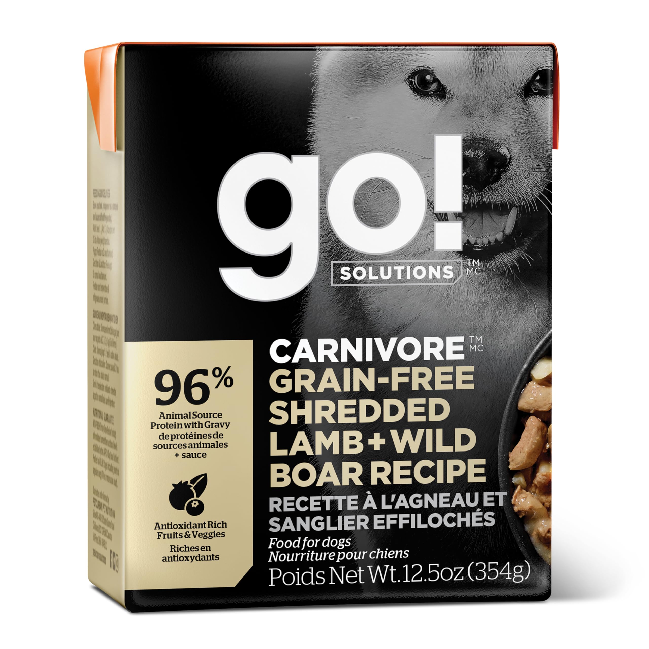 GO! SOLUTIONS Carnivore Protein Rich Wet Dog Food - Grain Free Shredded Lamb and Wild Boar - Complete & Balanced Nutrition for All Life Stages, 12.5 oz - $4.49 @ Amazon.com