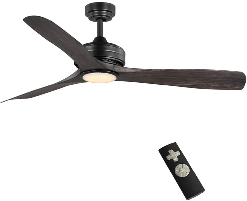 Home Decorators Collection Bayshire 60 in. LED Indoor/Outdoor Matte Black Ceiling Fan with Remote Control and White Color Changing Light Kit 102L60MBKDDW - $55.03 YMMV Home Depot