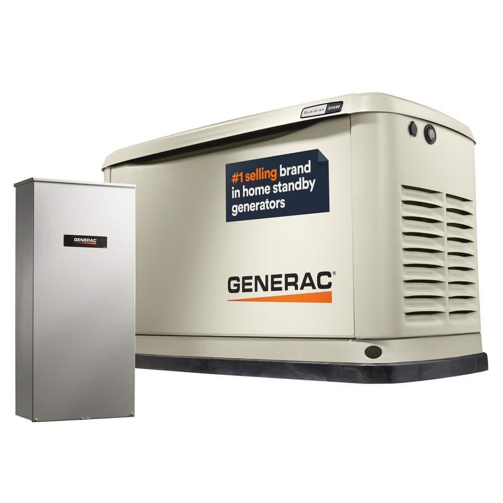 Generac Guardian 24,000-Watt (LP)/21,000-Watt (NG) Air-Cooled Whole House Generator with Wi-Fi and 200-Amp Transfer Switch $5847 @ Home Depot