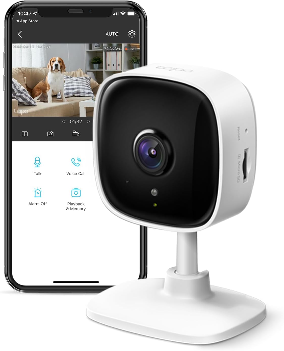 TP-Link Tapo 1080P Indoor Security Camera for Baby Monitor, Dog Camera w/ Motion Detection, 2-Way Audio Siren, Night Vision, Cloud & SD Card Storage, Works w/ Alexa & Goo - $15.99