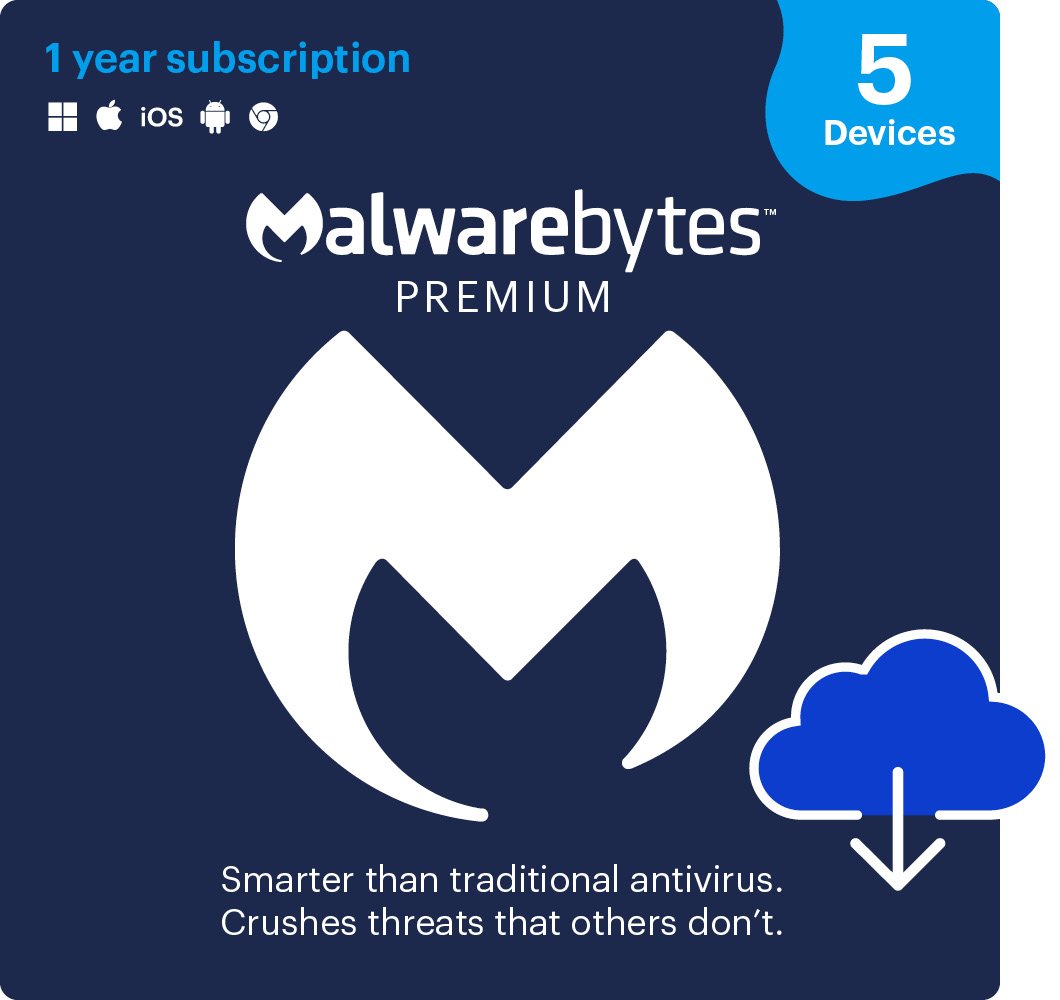 Malwarebytes Premium - 5 Devices / 1 Year - Download Newegg $24.99