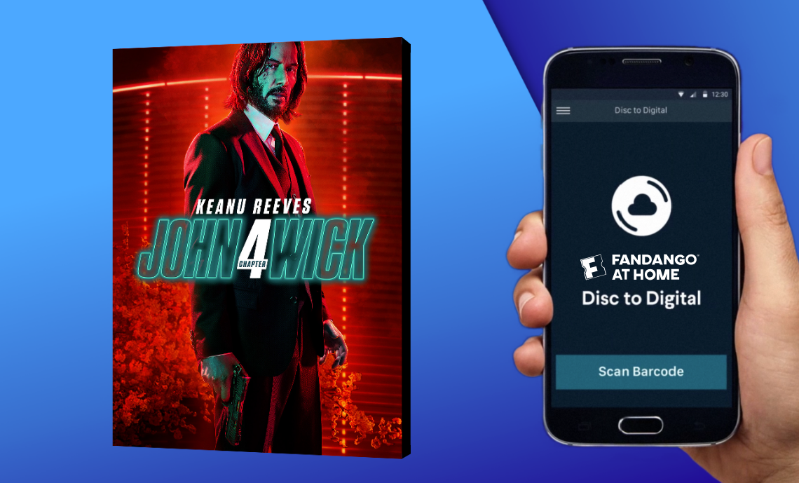 John Wick movies 1-4 and Top Gun Maverick available on disc to digital for $2+ tax each