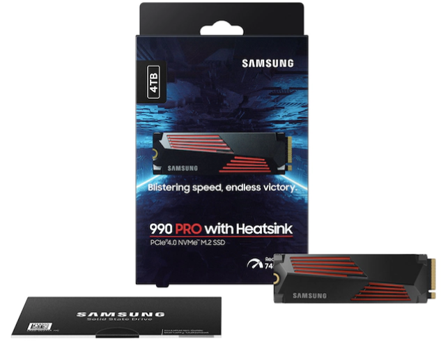 Samsung 990 PRO w/ Heatsink PCIe® 4.0 NVMe™ SSD 4TB - $287.99