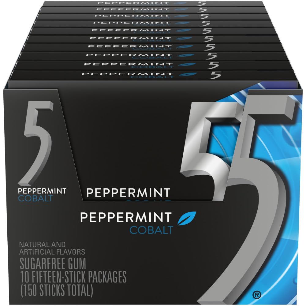 GUM 5 Peppermint Cobalt Sugar Free Chewing Gum Bulk, 15 Sticks (Pack of 10) $13.77 @ Amazon