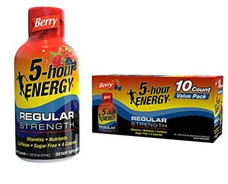 10-Count 5-hour Regular Strength Energy Shot (Berry) $8 + Free Shipping w/ Prime