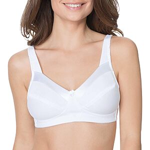 Fruit of the Loom Seamed Soft Cup Wirefree Cotton Bra w/ Satin Trim  (Various)