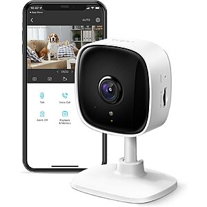 TP-Link Tapo 1080P Indoor Security Camera for Baby Monitor, Dog Camera w/ Motion Detection, 2-Way Audio Siren, Night Vision, Cloud & SD Card Storage, Works w/ Alexa & Goo - $15.99