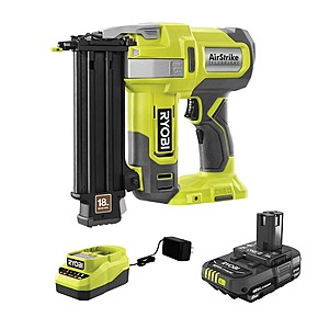 Ryobi ONE+ 18V 18-Gauge Cordless AirStrike Brad Nailer Kit with 2.0 Ah Battery and Charger $124