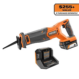 Ridgid 18V Cordless Reciprocating Saw Brushlessw Kit with 4.0 Ah Battery and Charger $99 @ HomeDepot