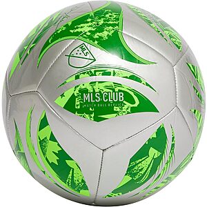 $10*: adidas MLS Club Replica Soccer Ball (Silver Metallic/Green, Size 5) at Amazon