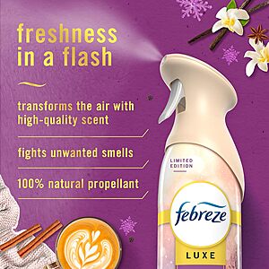 8.8-Oz Febreze Luxe Air Freshener Spray (Cuddle Weather, Chai Tea Vanilla) $1.50 