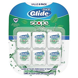 6-Pack 40-M Oral-B Glide Dental Floss (Scope Flavor) $10.15 w/ Subscribe & Save