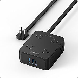 Prime: 5' Anker 2000J Surge Protector Flat Plug Power Strip w/ 8 Outlets & USB-C $20 & More + Free Shipping