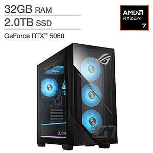 ASUS ROG GM700 58L Gaming Desktop 32GB DDR5- AMD Ryzen 7 8700F - NVIDIA GeForce RTX 5060 - 2TB SSD - Windows 11 Home  $999.99 @ Costco