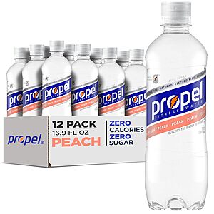 Propel, Black Cherry Or Peach, Zero Calorie Sports Drinking Water with Electrolytes and Vitamins C&E, 16.9 Fl Oz (12 Count)~$6.48 With S&S @ Amazon