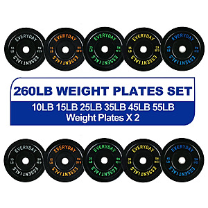 260-Lbs BalanceFrom Olympic Bumper Plate Weight Plate Set w/ Steel Hub (Black) $169 & More + Free Shipping