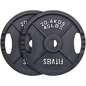 2x 45-lb Signature Fitness 2-Grip 2" Olympic Cast Iron Weight Plates $50 + Free Shipping