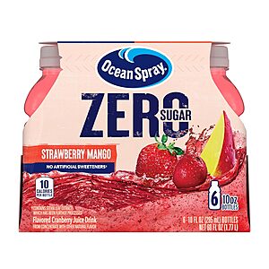 6-Count 10-Oz Ocean Spray ZERO Sugar Juice Drink (Strawberry Mango) .10 w/ Subscribe & Save