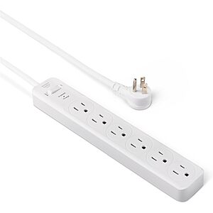 AmazonBasics 6-Outlet 790 Joule Surge Protector Power Strip w/ 6' Cord (White) $4.90 + Free S&H w/ Amazon Prime