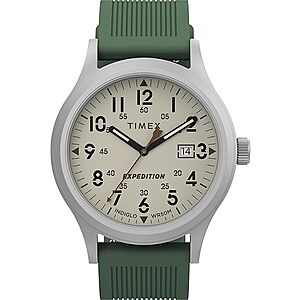 Timex Men's Expedition Scout Analog 40mm Watch (Green/Natural/IP Steel) $23 