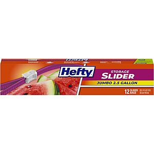 12-Count 2.5-Gallon Hefty Slider Jumbo Storage Bags 2 for $5.90 w/ Subscribe & Save