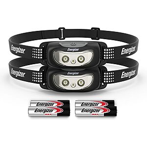 2-pk Energizer Universal Plus LED Headlamp w/ Batteries (Midnight Black) $7.40 or less