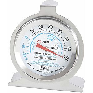 2" Winco Dial Refrigerator/Freezer Thermometer w/ Hook & Panel Base $2.50 