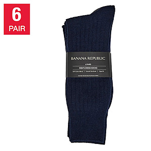 Costco Members - Banana Republic Men's Dress Sock, 6-pair (Black or Blue) - $9.99 + free shipping