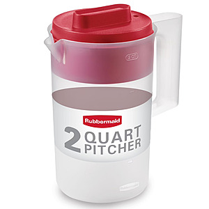 Rubbermaid, Pitcher, Plastic Pitcher, Clear/Red, 2 Quart, plastic, 2 quart, suitable for organized drink storage, Ideal Use for Cold Drink Preparation $4.64