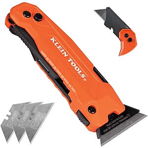 Klein Tools 2-in-1 FLICKBLADE Utility Knife Scraper w/ Blade Storage $16 