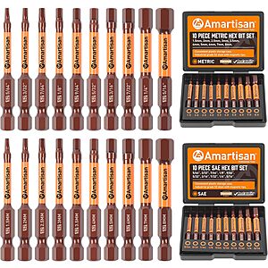 [AC] $8.49* | 20-Pc Amartisan Metric & SAE Hex Head Allen Wrench Drill Bit Set w/ Storage Box at Amazon