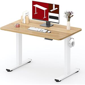 [Prime] $79.99* | 40"x24" SANODESK Electric Height Adjustable Standing Desk (White Frame/Maple Top) at Amazon