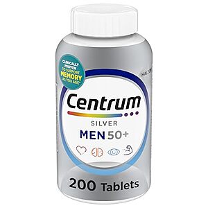 Select Accounts: 200-Ct Centrum Silver Men's 50+ Multivitamin Tablets $9.60 w/ S&S