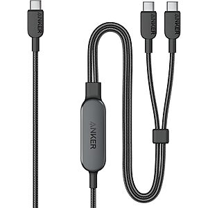 Anker 2-in-1 USB-C to 2x USB-C 140W Max Fast Charging Cable: 6' $18, 4' $15