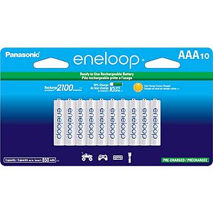 10-Ct Panasonic Eneloop AAA 850mAh Ni-MH Pre-Charged Rechargeable Batteries