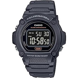 47mm Casio Men's W219H Series Digital Watch (Gray) $17.95 