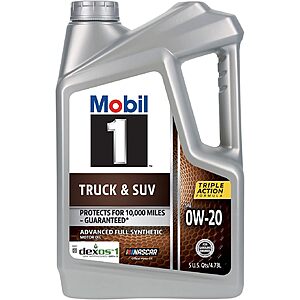 5-Qt Mobil 1 Truck & SUV Full Synthetic Motor Oil (0W-20) $20 