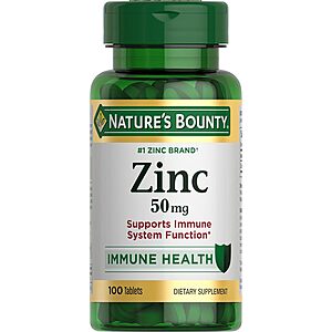 100-Ct 50mg Nature's Bounty Zinc Tablets Dietary Supplement $2.10 w/ S&S