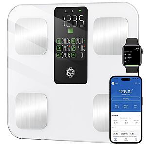 GE Smart Scale for Body Fat with BMI Muscle Mass, 5.3-inch Handle Display 8-Electrode Weight Scale, Full Body Composition Analysis $29.99