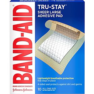 Select Accounts: 10-Ct Band-Aid Tru-Stay Sheer Large Adhesive Pads $2.20 w/ S&S