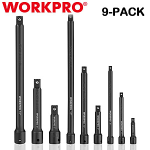 9-Pc WORKPRO Impact Socket Driver Extension Bar Set (1/4", 3/8", & 1/2" Drive) $10.95 + Free S&H
