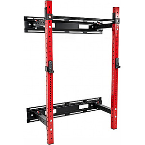 HULKFIT 3” x 3” Wall Mounted Fold-in Power Cage Squat Rack with Adjustable Pull Up Bar and J Hooks -Space-Saving Home Gym – Sports Training – Wall Mount Rack –Red $169.99 @Amazon