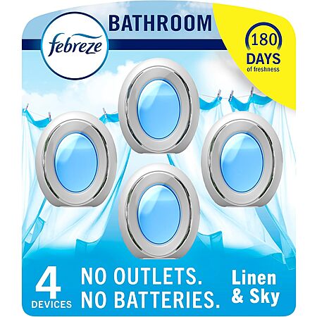 [S&S, AC] $5.85* | 4-pk Febreze Bathroom Air Freshener (Linen & Sky Scent) at Amazon