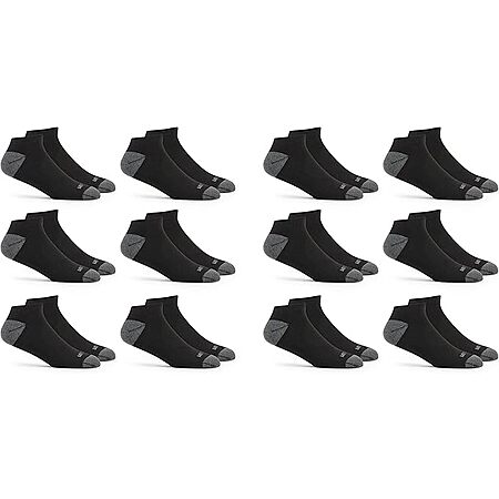 $7.30 | 12-Pack Fruit of the Loom Men's Dual Defense No Show Socks (Black, Sizes 6-12) at Amazon