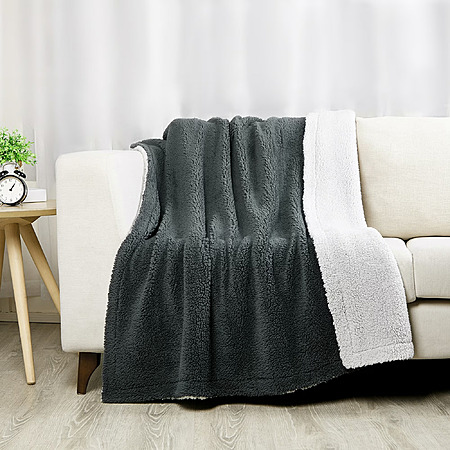 SoftLux Reversible Sherpa Dual Layer Throw Blanket, 50" x 60" (5 options) - from $6.97 @Walmart