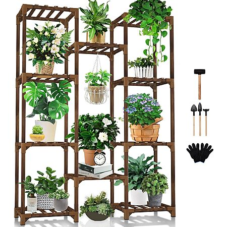 [Prime] $22.99* | 47" 10-Tier Uneedem Wood Plant Stand at Amazon