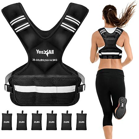 $35.54 | Yes4All Adjustable Weighted Vest 20-32lbs with Reflective Strip at Amazon